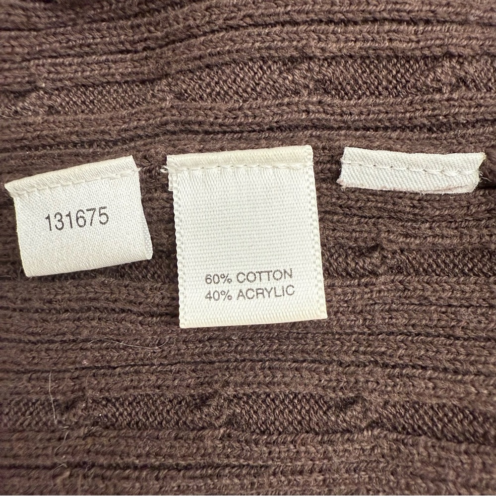 Ann Taylor Factory Chocolate Brown V-Neck Cable Knit Sweater Size M Medium - Picture 4 of 6